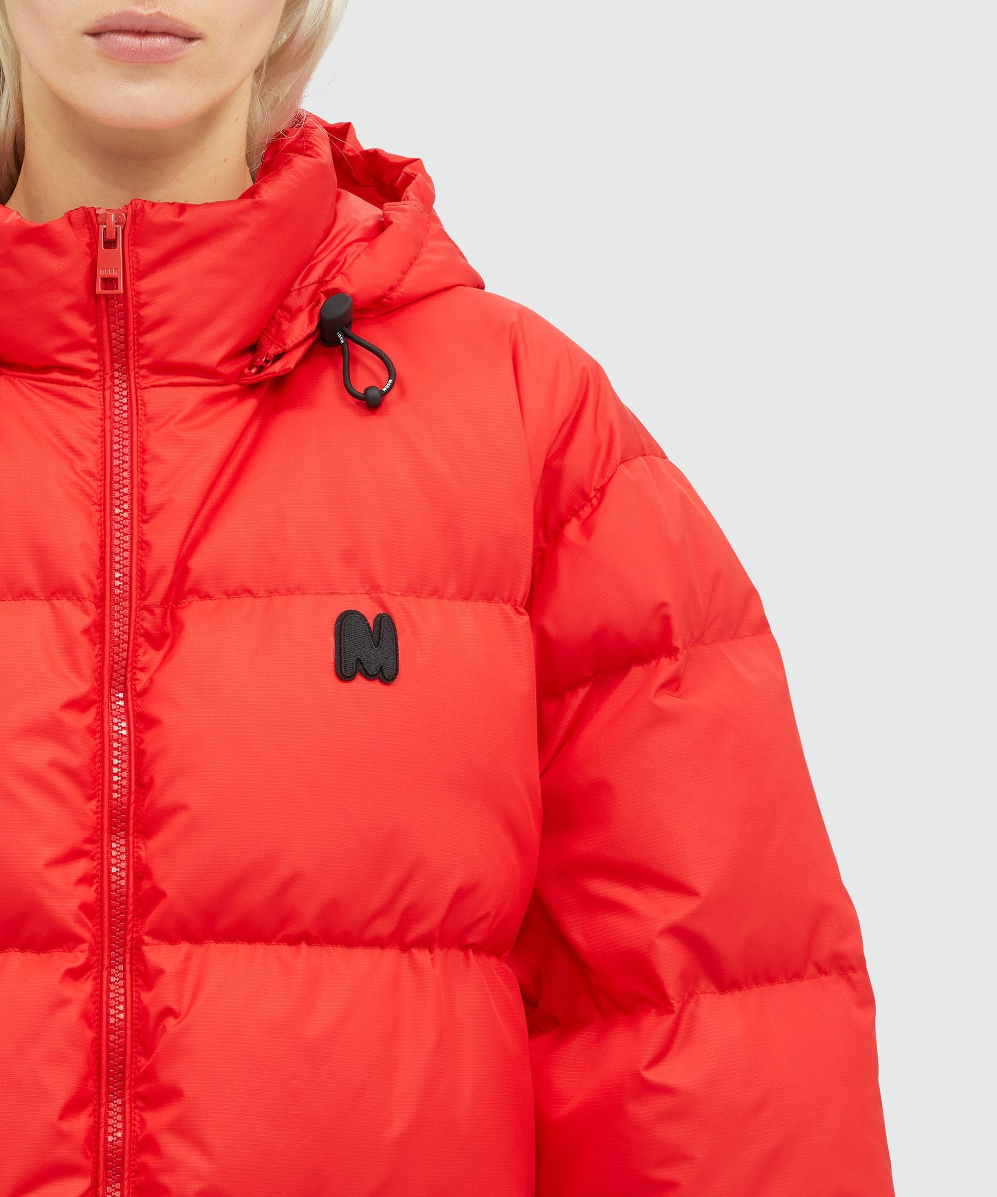 Red matte nylon "TheMwave" down jacket - 5