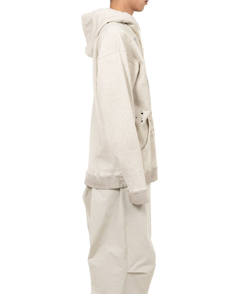Animal Printed Embellished Distressed Zip-up Hoodie 6