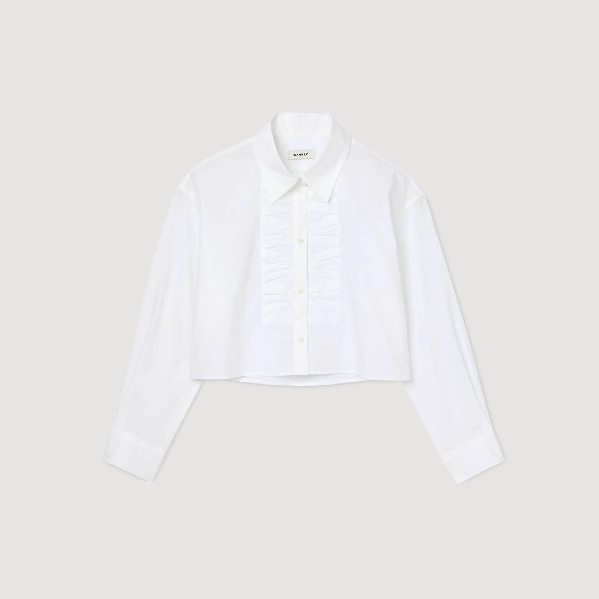 CROPPED SHIRT WITH BOW DETAIL - 1