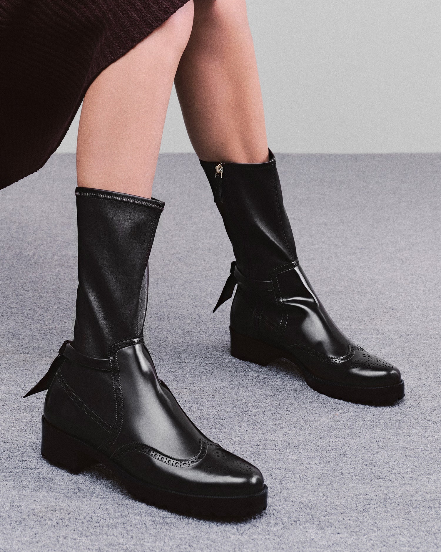 CLARITA MOTORCYCLE BROGUE BOOT BLACK - 5