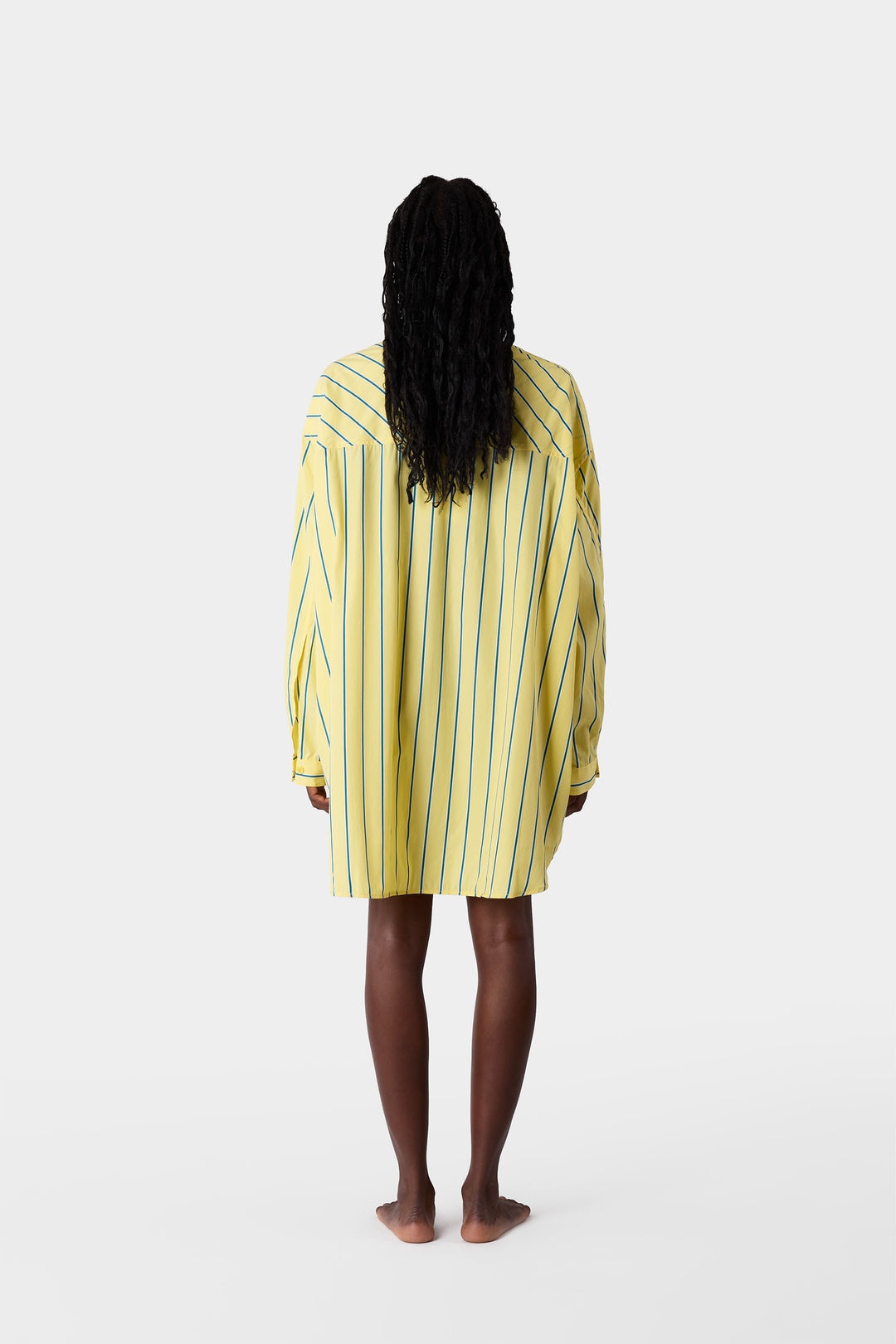 MEGA OVER SHIRT W/ CUTS / yellow stripes - 7