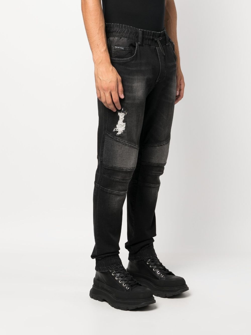 drawstring-waist tapered jeans - 3