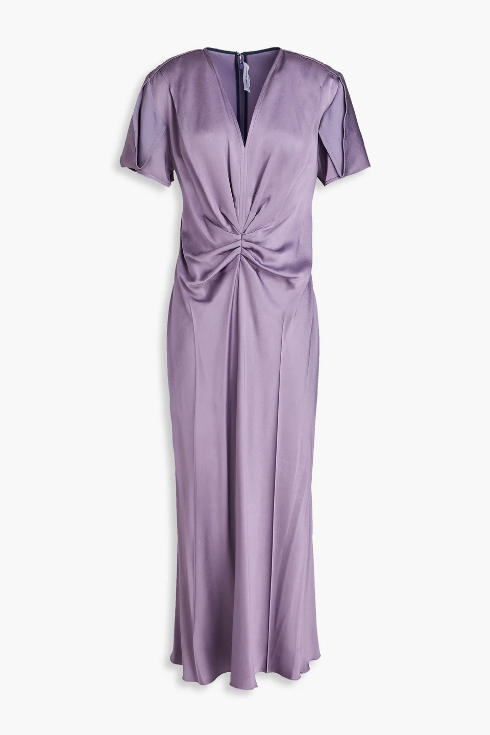 Ruched satin-crepe midi dress - 1