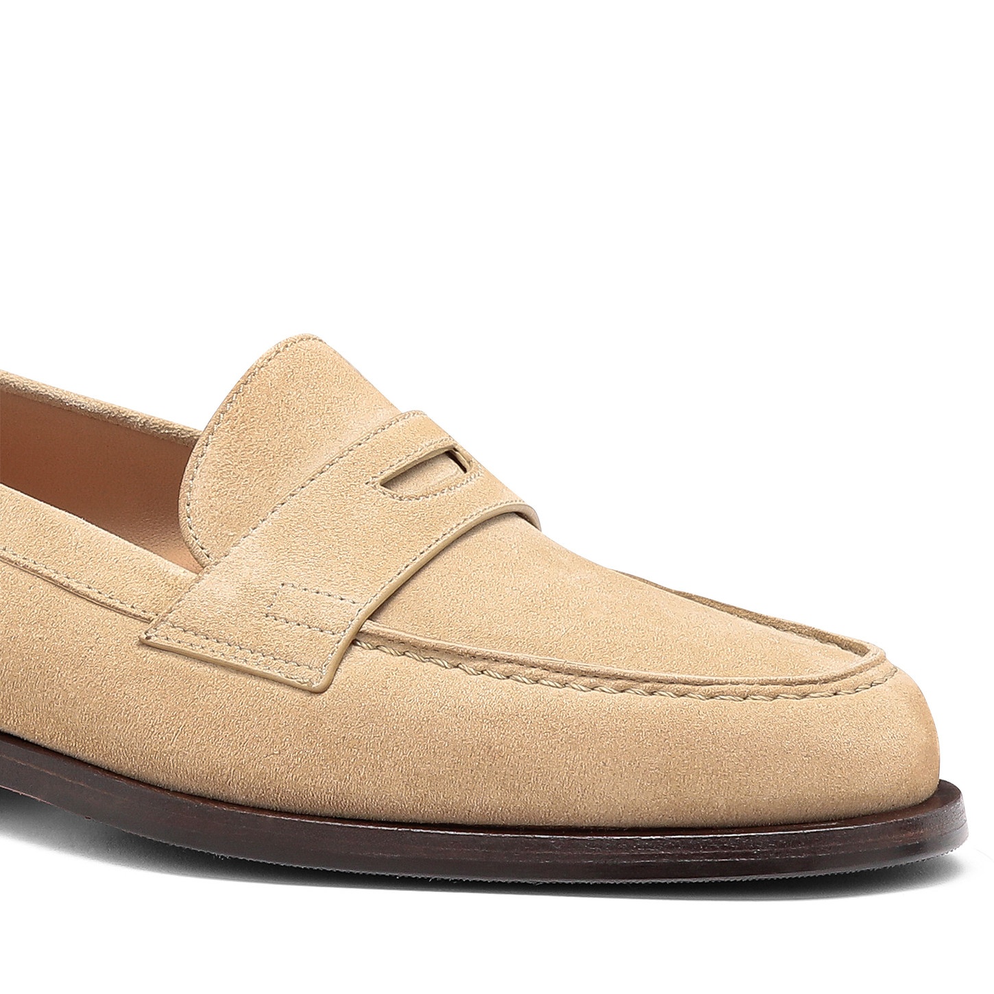 Women's beige suede penny loafer - 6