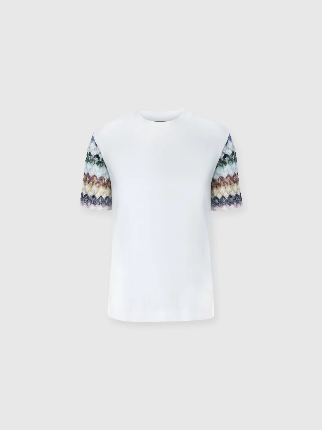 Cotton crewneck T-shirt with chevron details - 1