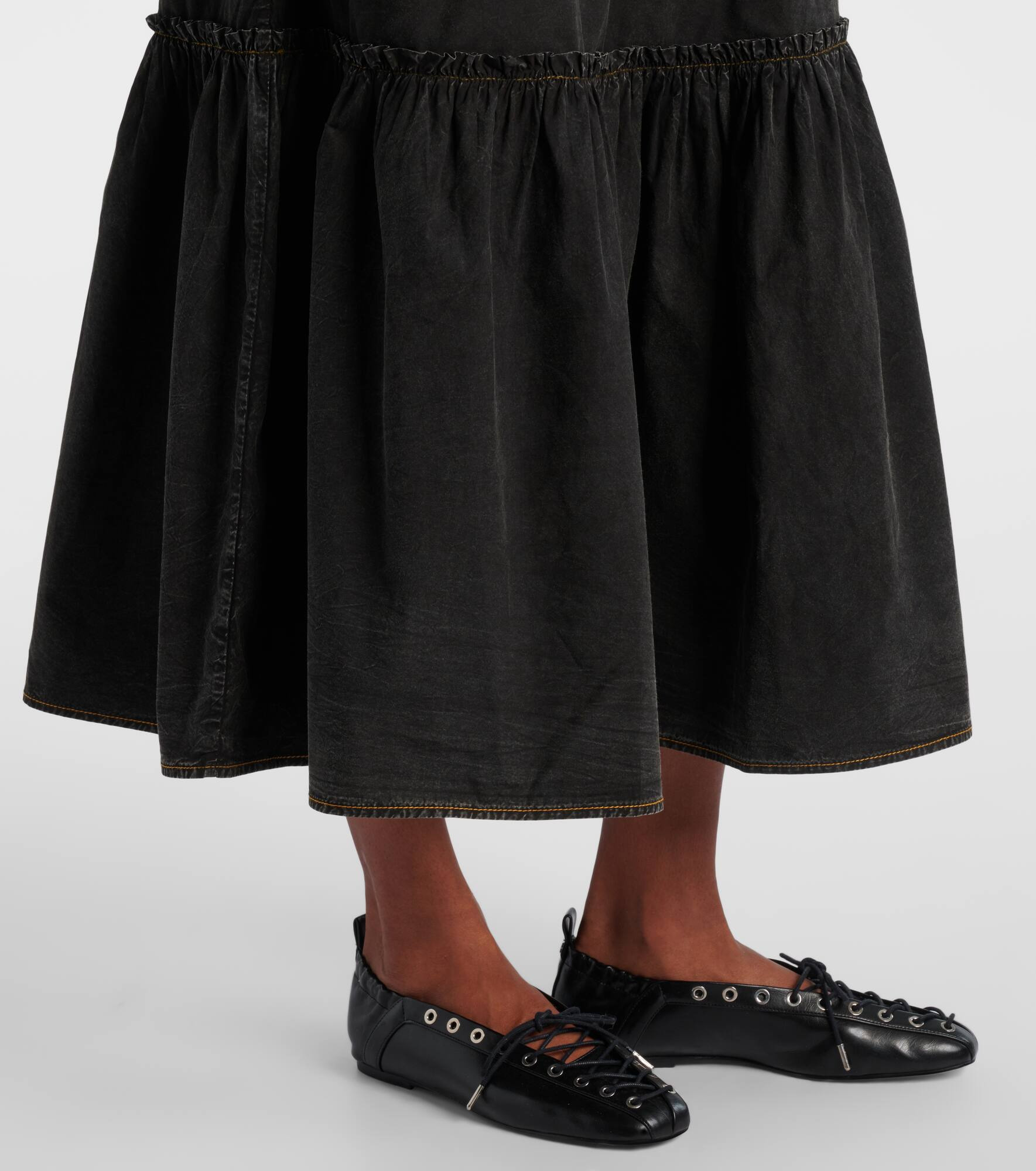 Smocked tiered cotton maxi skirt - 5