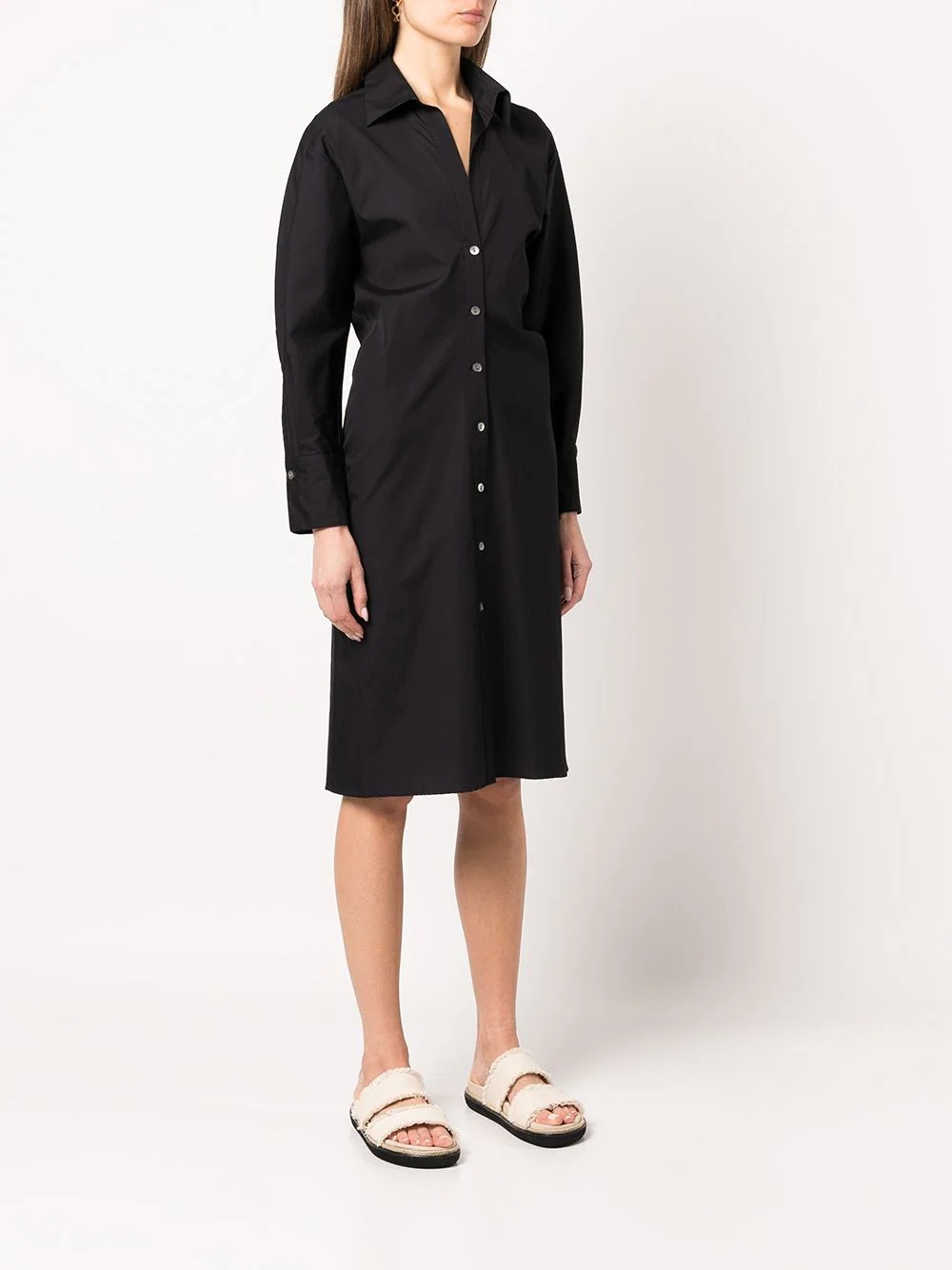 fitted cotton shirt dress - 3