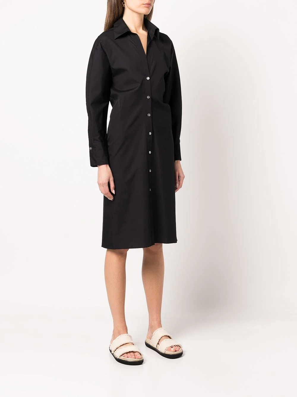 fitted cotton shirt dress - 6