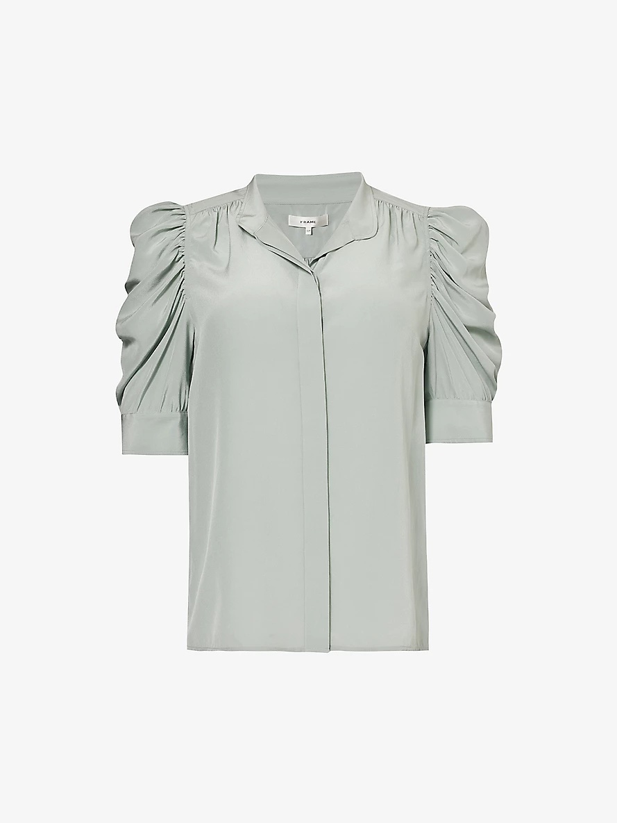 Gillian puffed-sleeve silk top - 1