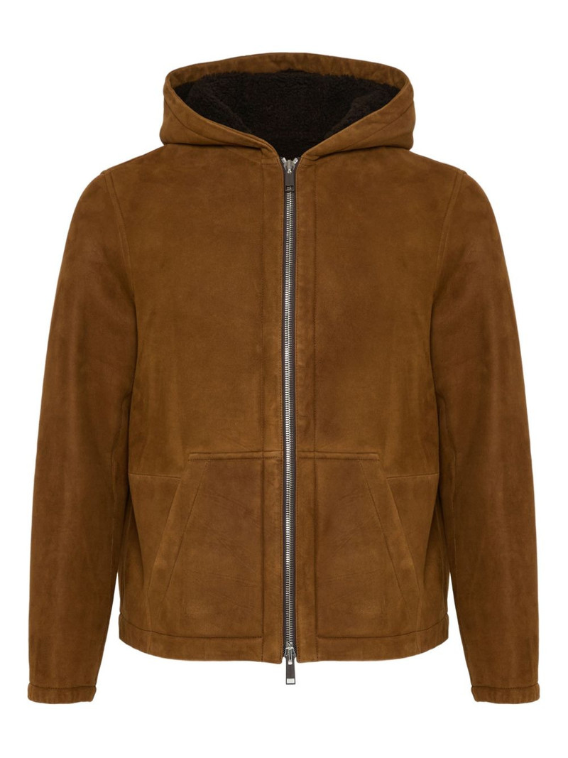 hooded suede shearling jacket 1