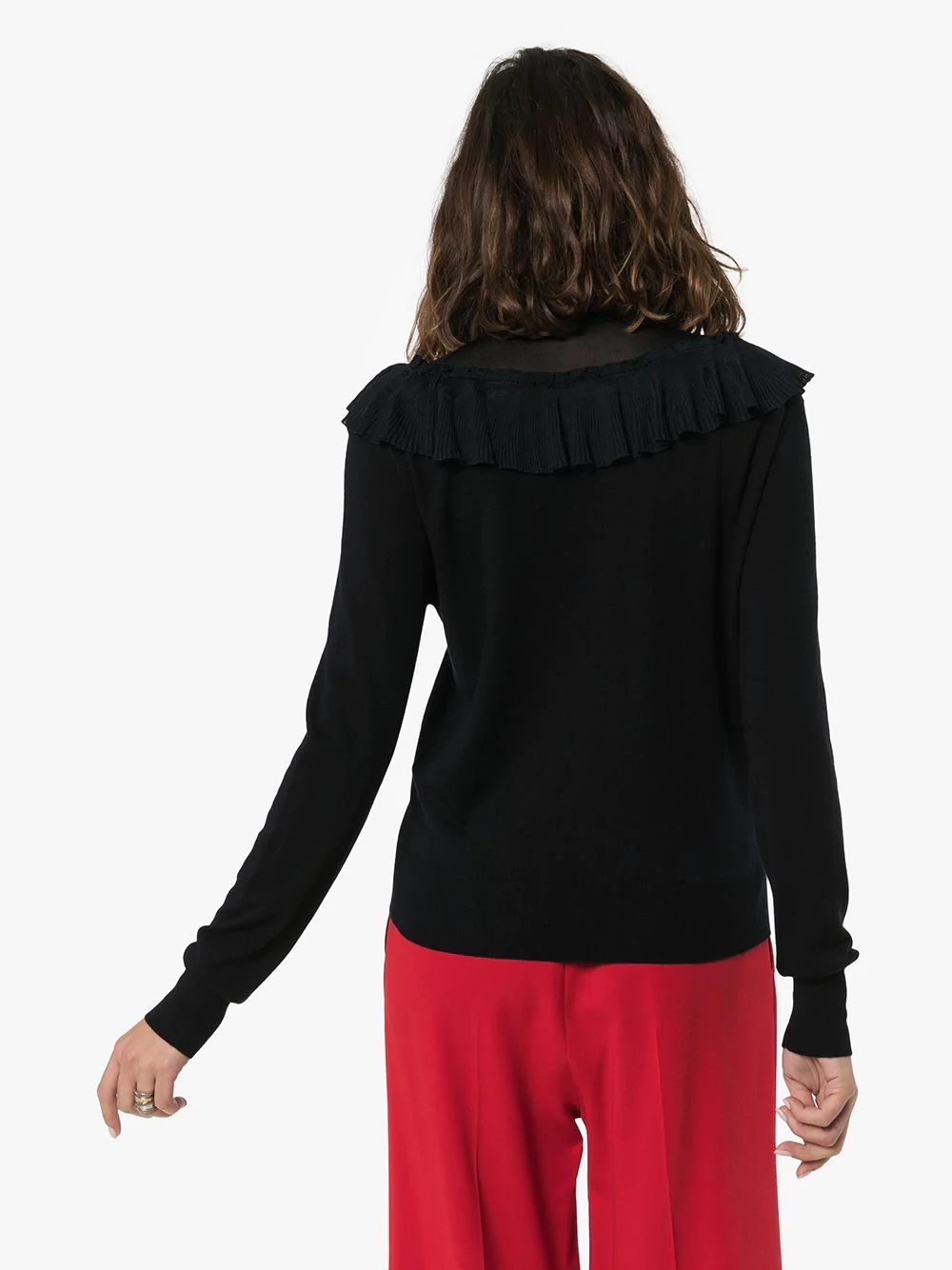 mesh panel merino wool jumper - 4