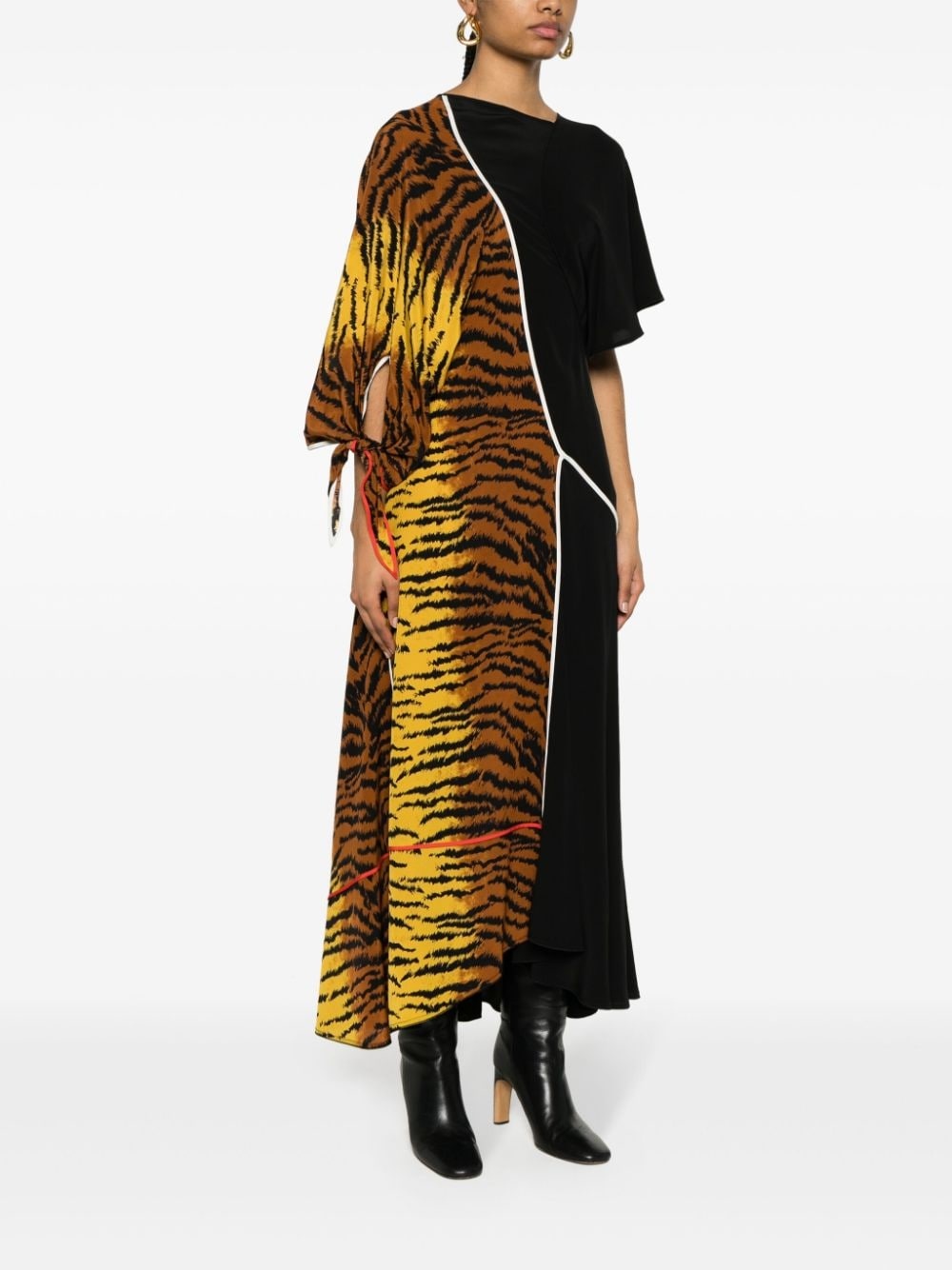 tiger-print long dress - 3