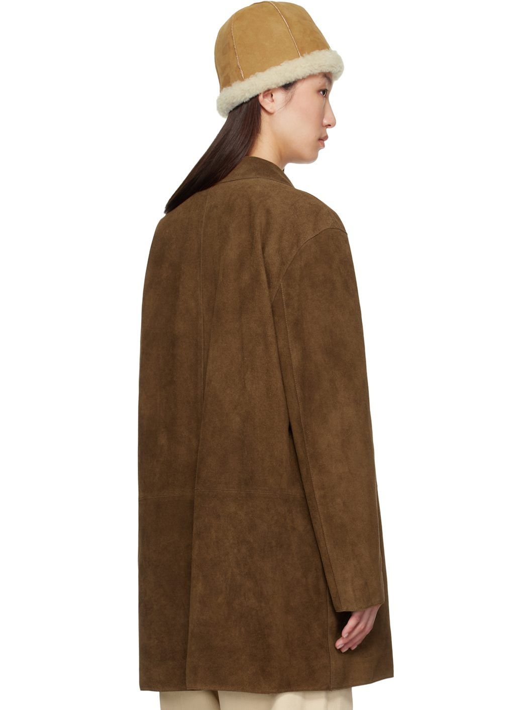 Tan Long Suede Jacket - 3