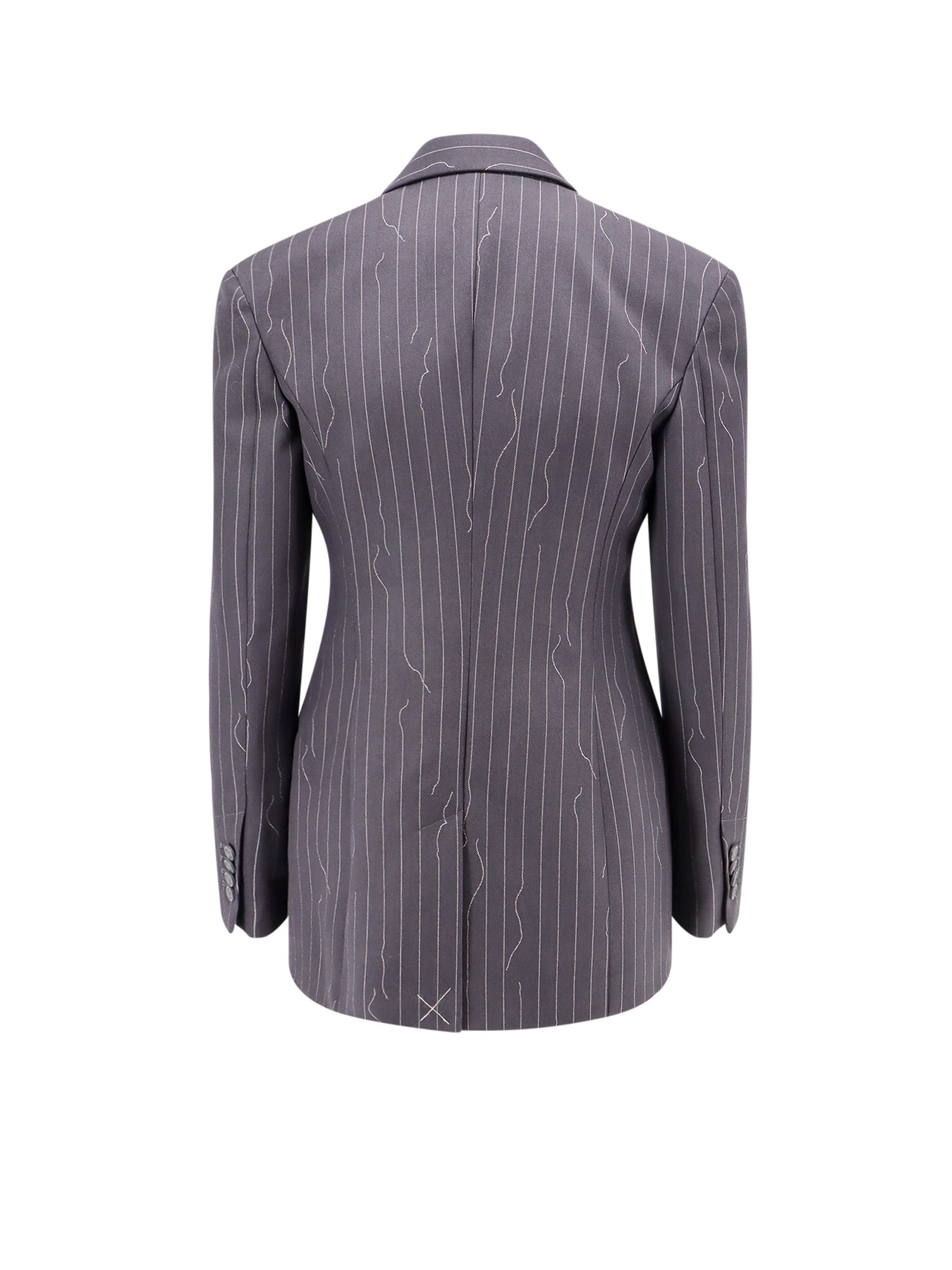 Pinstripe fabric blazer with shoulder pads - 2