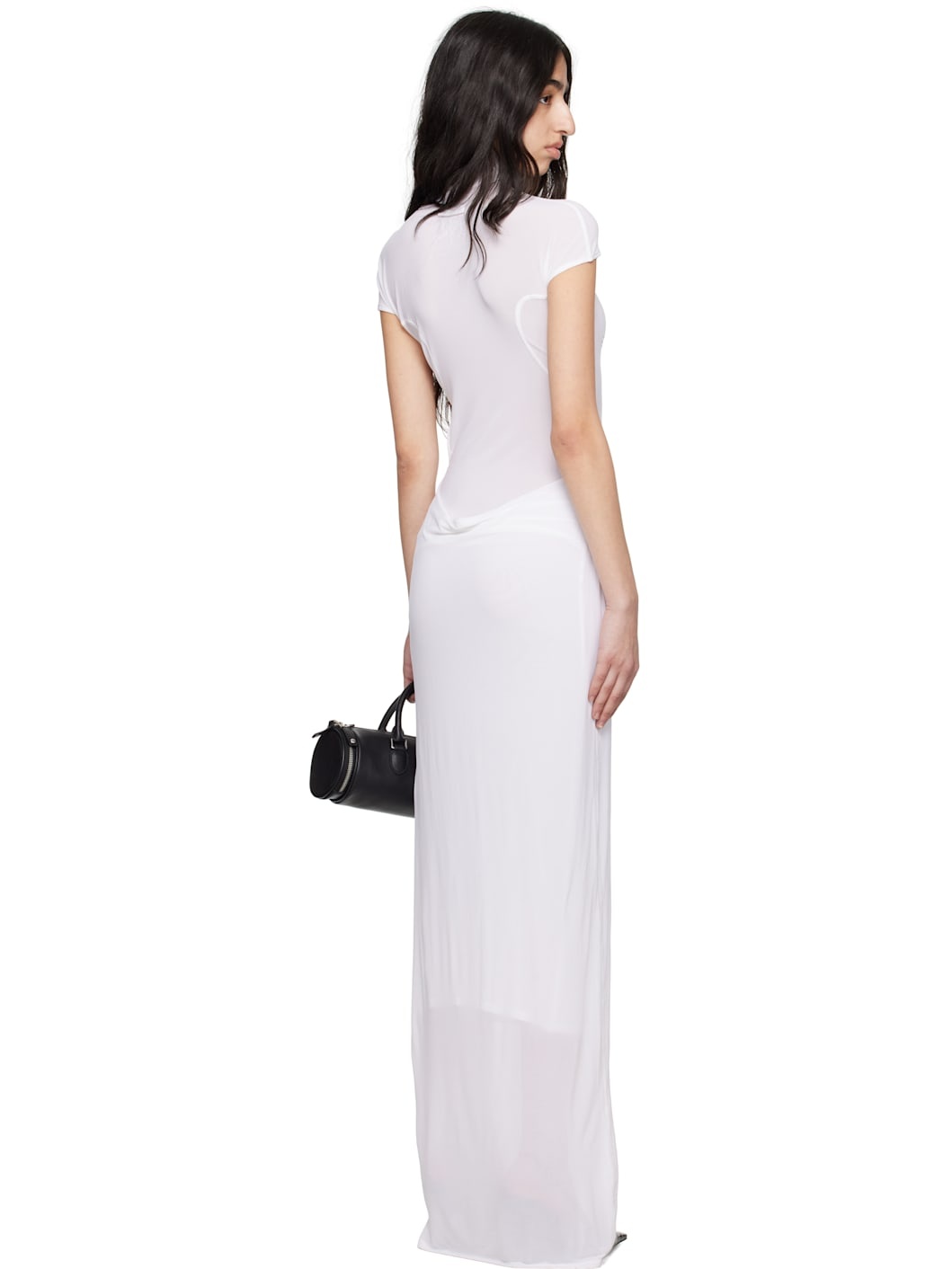 White Light Viscose Jersey Sleeveless Maxi Dress - 3