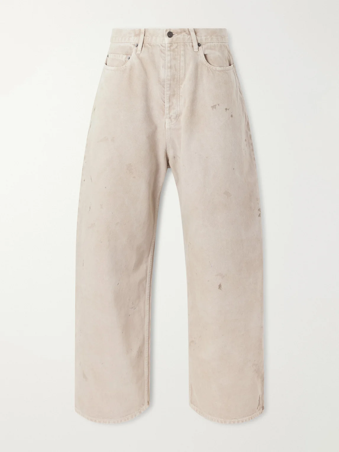 Wide-Leg Distressed Paint-Splattered Jeans - 1