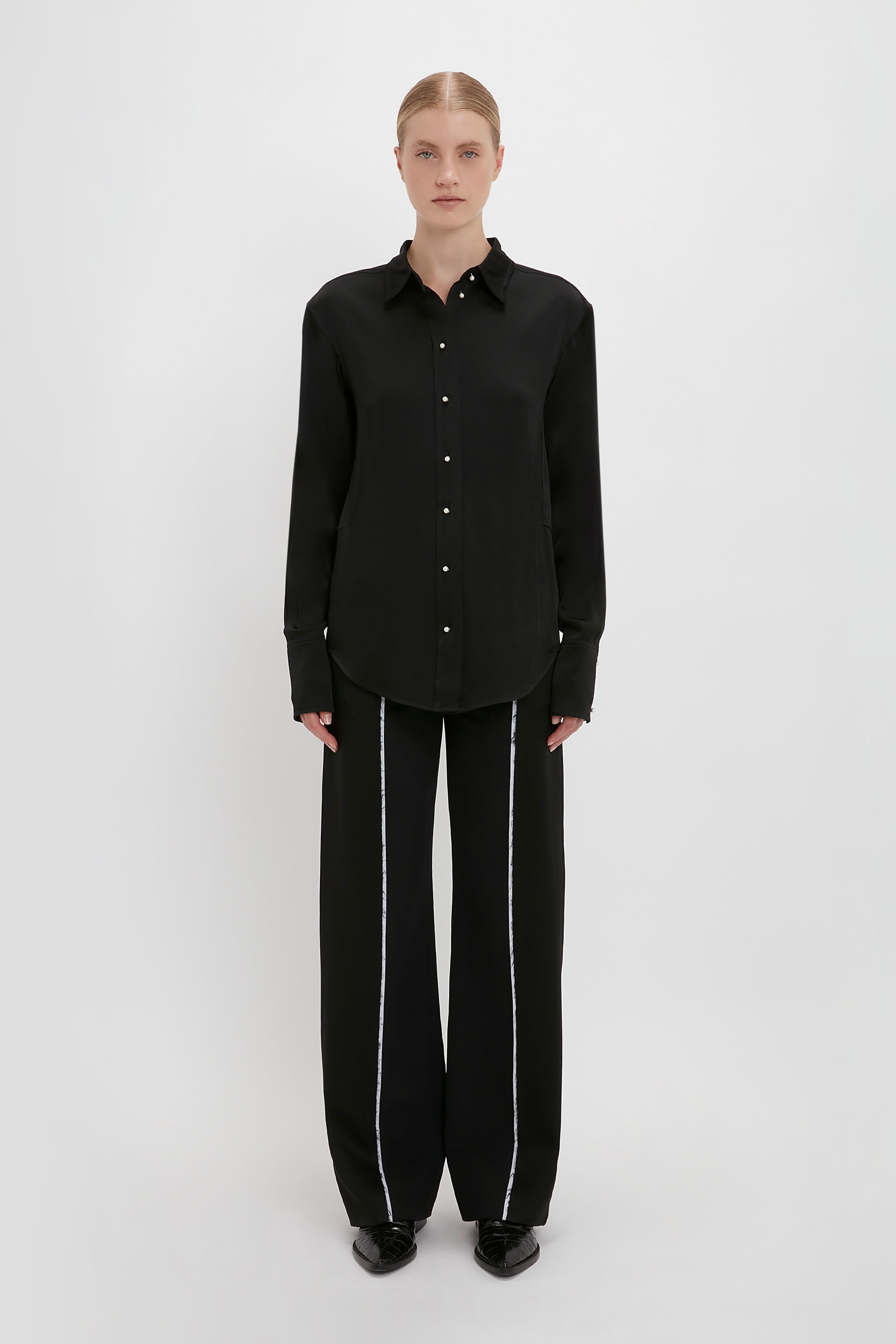 Waistcoat Detail Shirt In Black - 2