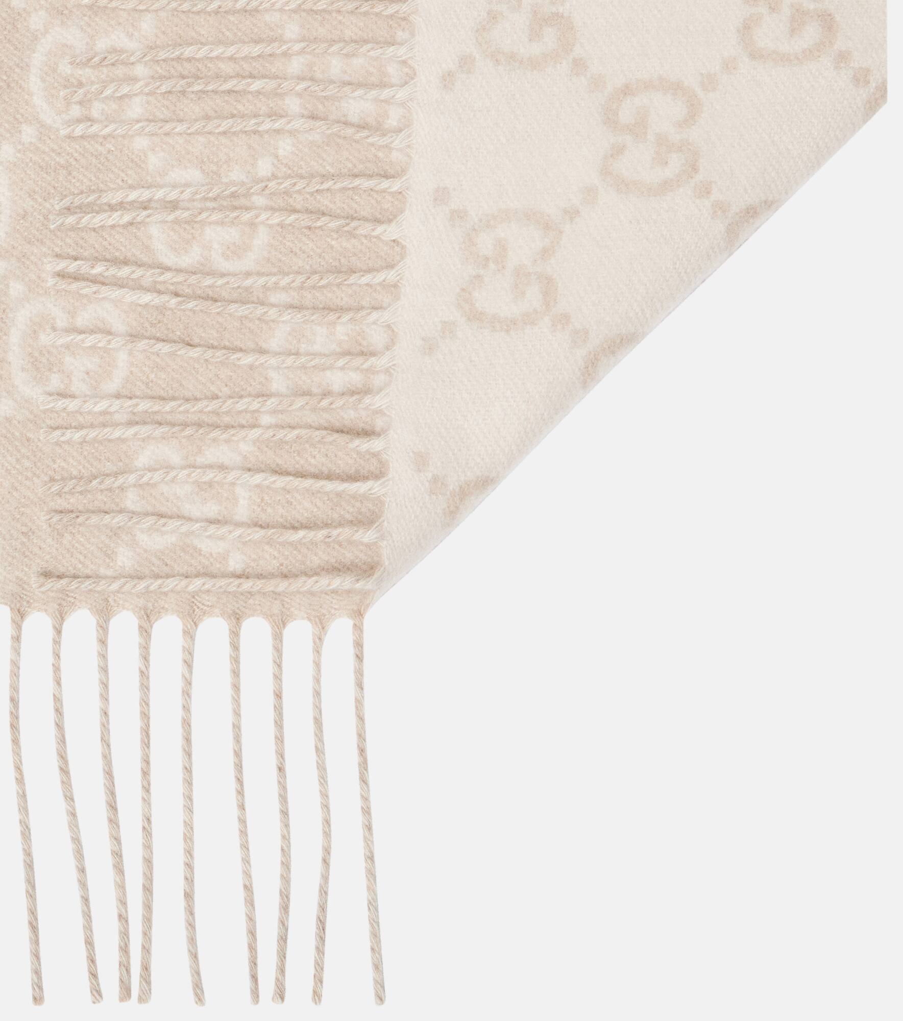 GG fringed cashmere scarf - 5