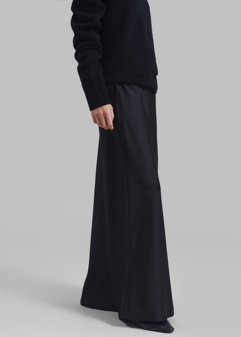 Priscilla Maxi Satin Skirt - Black 4