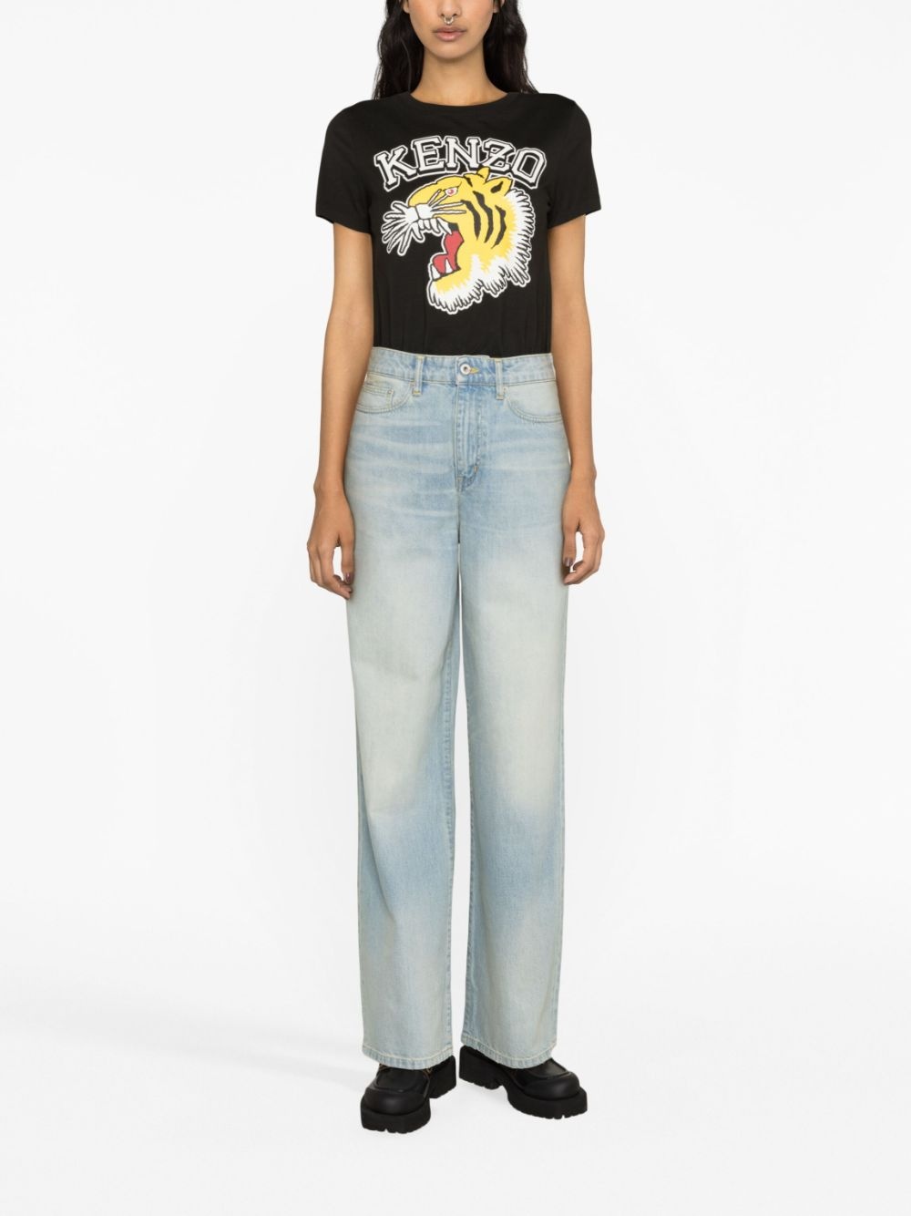 logo-appliqué wide-leg jeans - 2