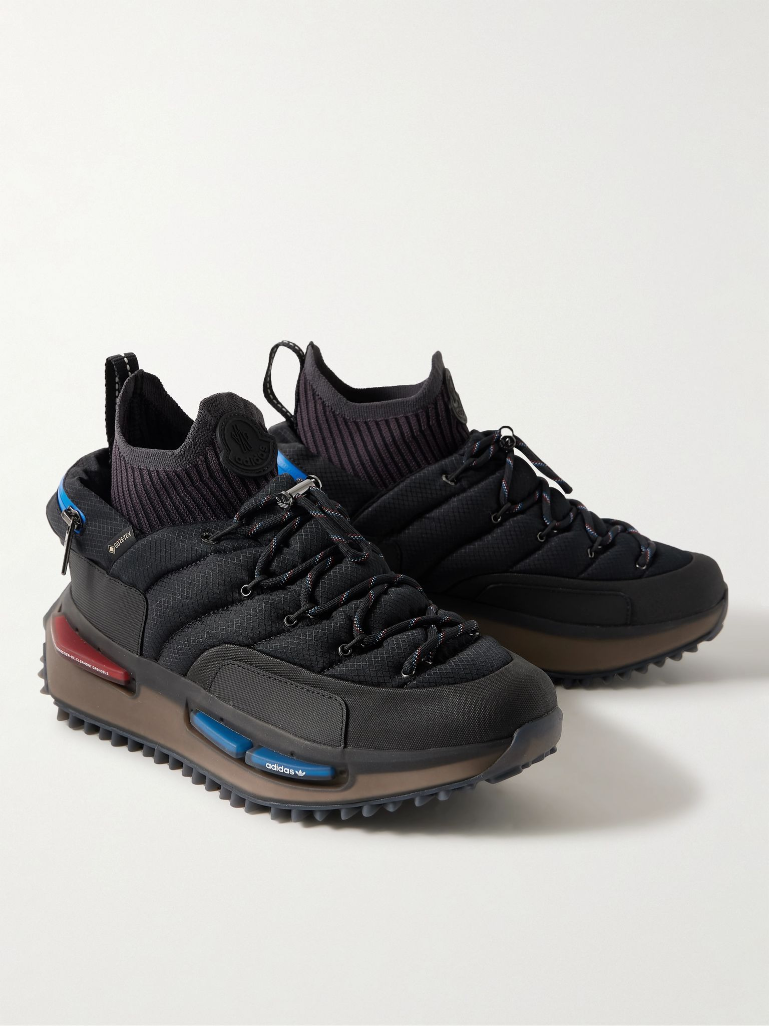 + adidas Originals NMD Runner Stretch Jersey-Trimmed Quilted GORE-TEX High-Top Sneakers Black - 4
