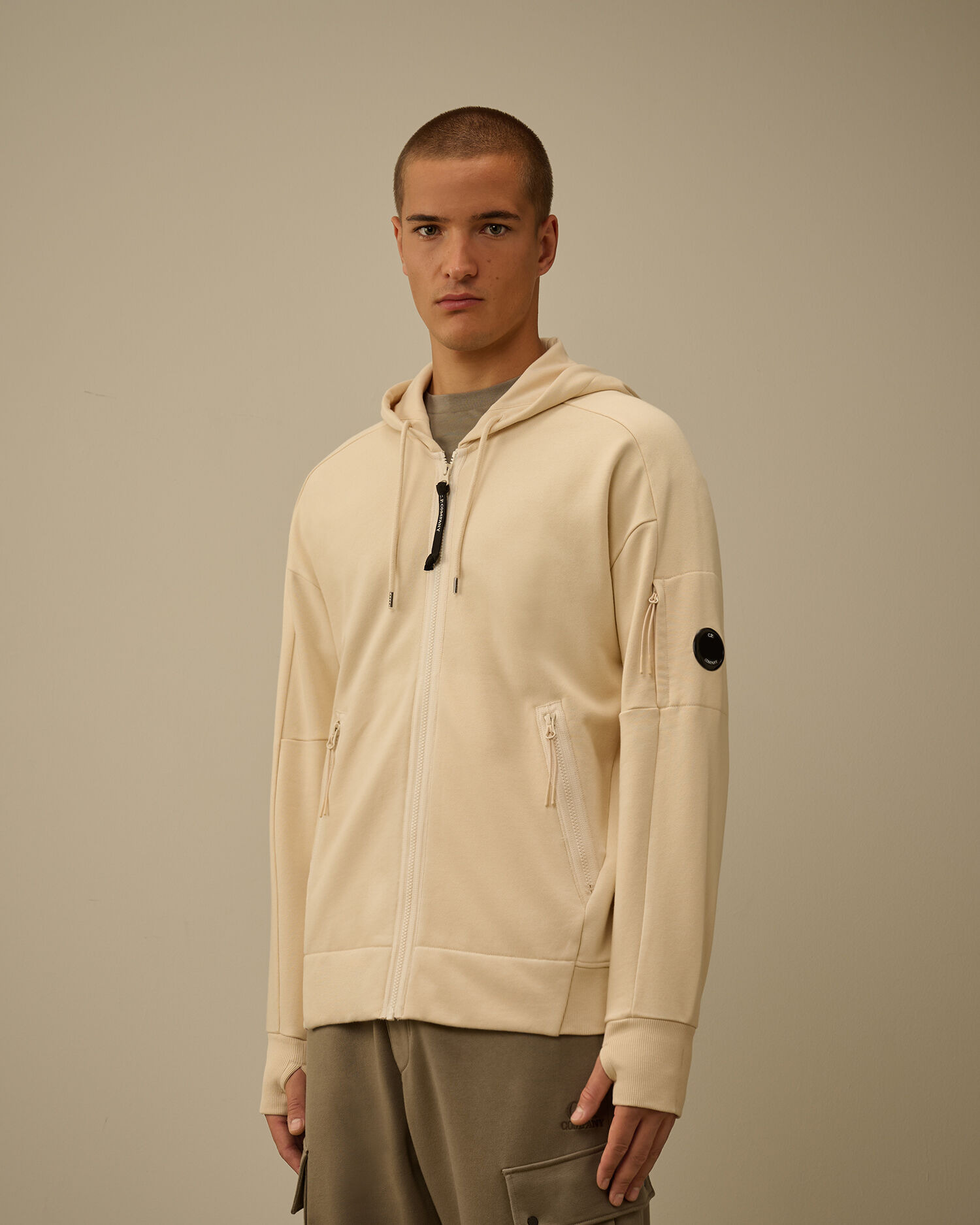 Diagonal Raised Fleece Hooded Full Zip Sweatshirt - 3