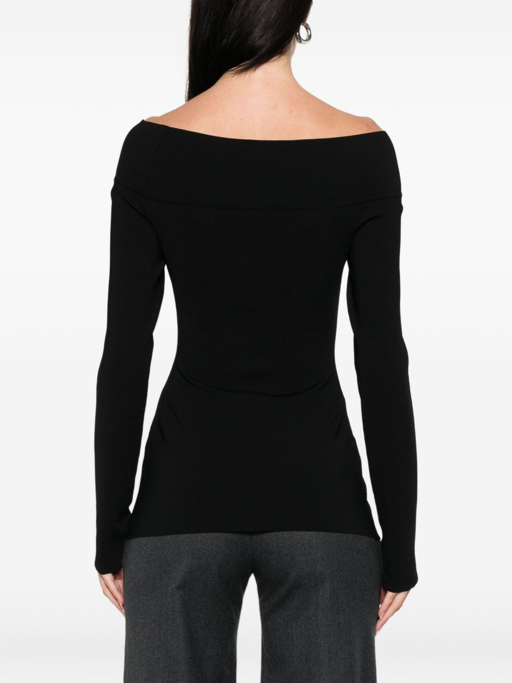 boat-neck long-sleeve top - 4