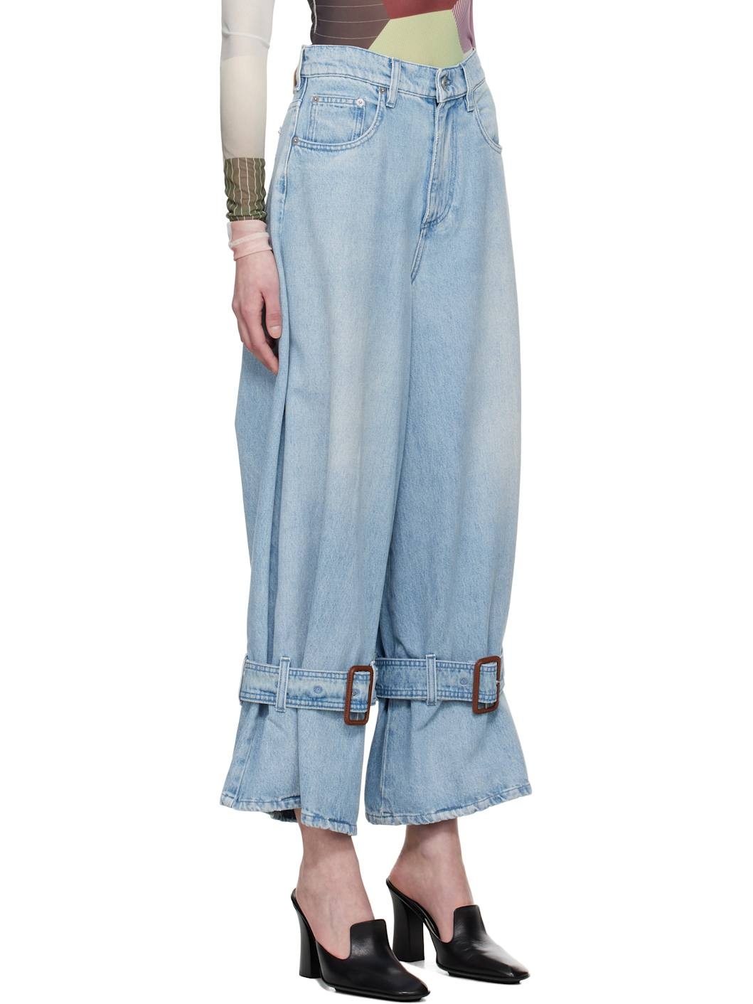 Blue Buckled Cuff Jeans - 2