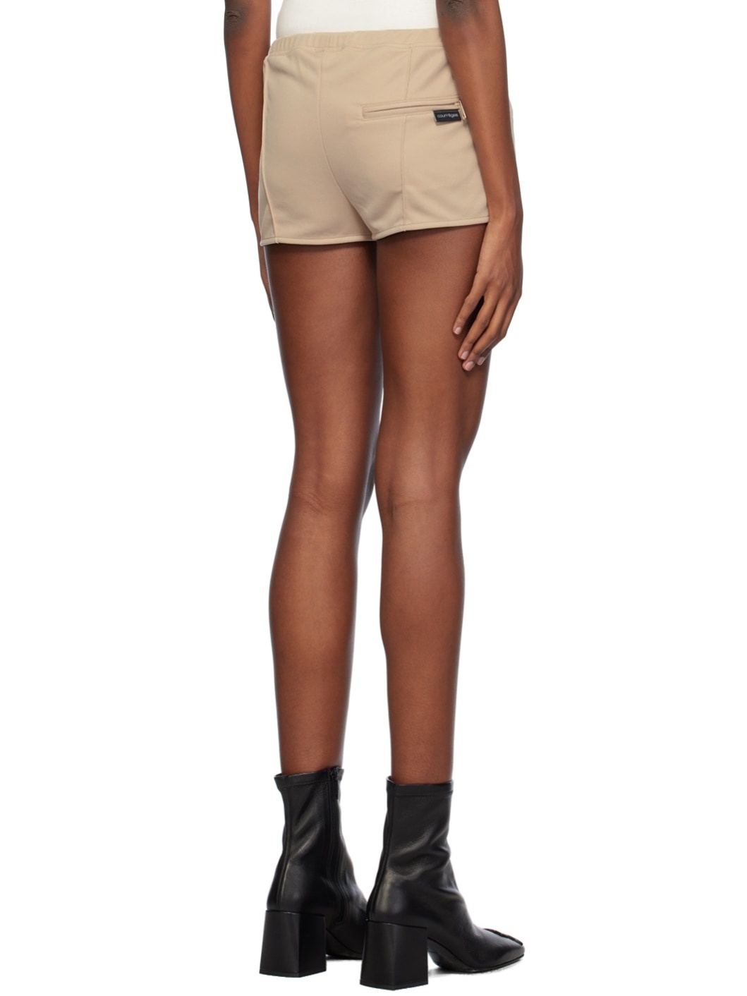 Beige Interlock Mini Shorts - 3