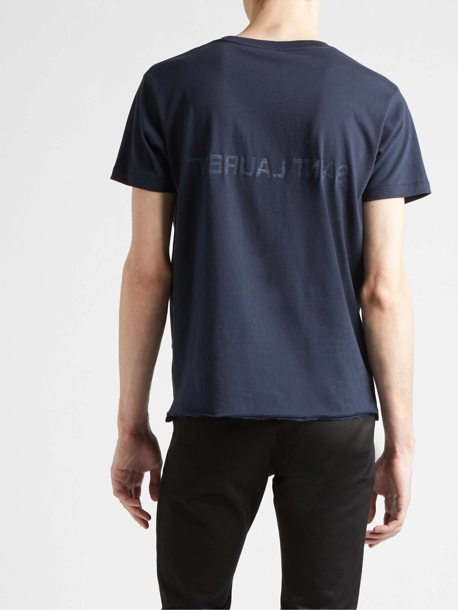 SAINT LAURENT Logo-Print Cotton-Jersey T-Shirt | REVERSIBLE