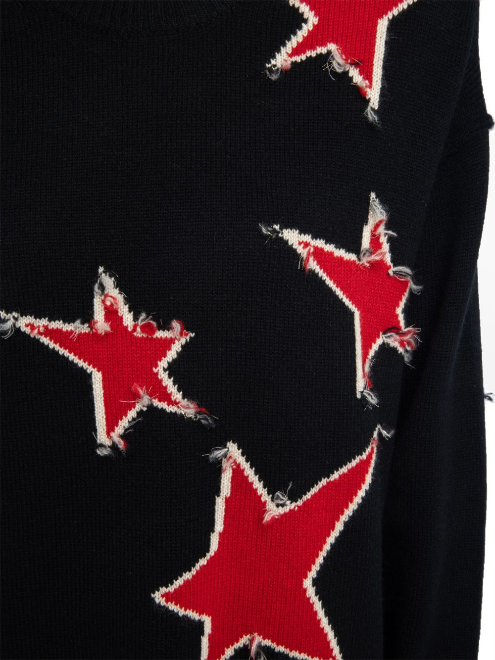 star-embellished frayed sweater - 4