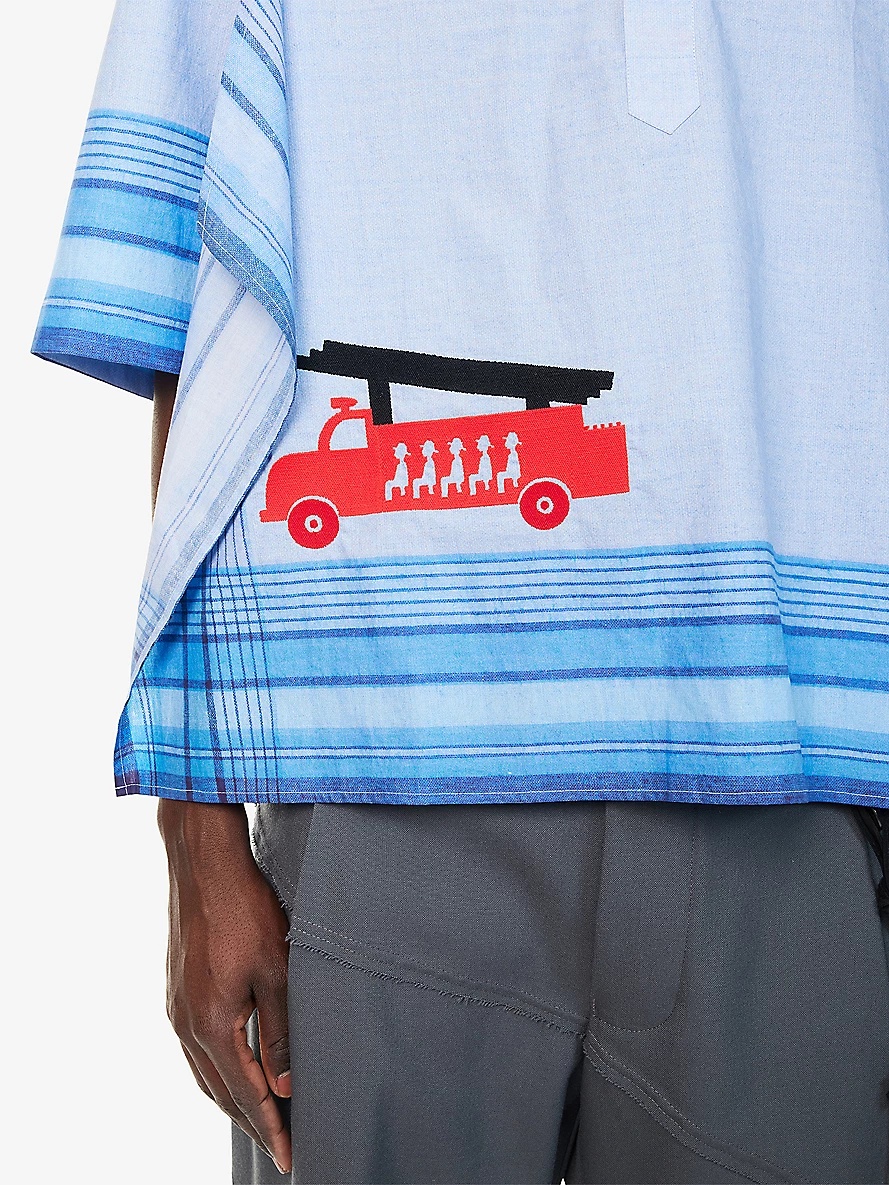 Handkerchief Short-Sleeve Cotton-Poplin Shirt - 5