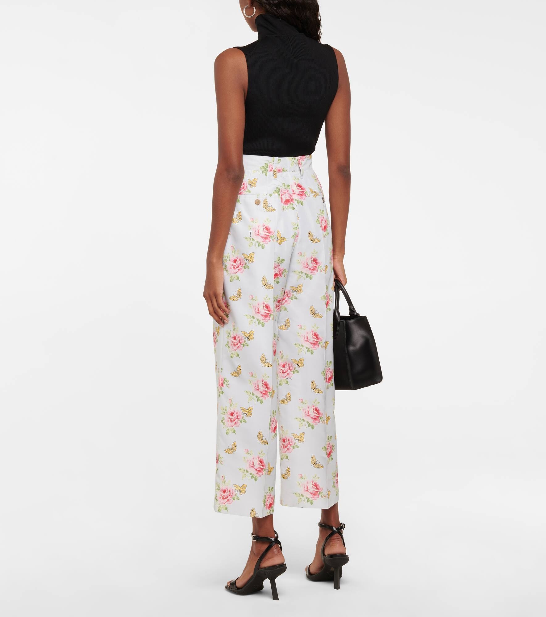 Floral high-rise silk pants - 3
