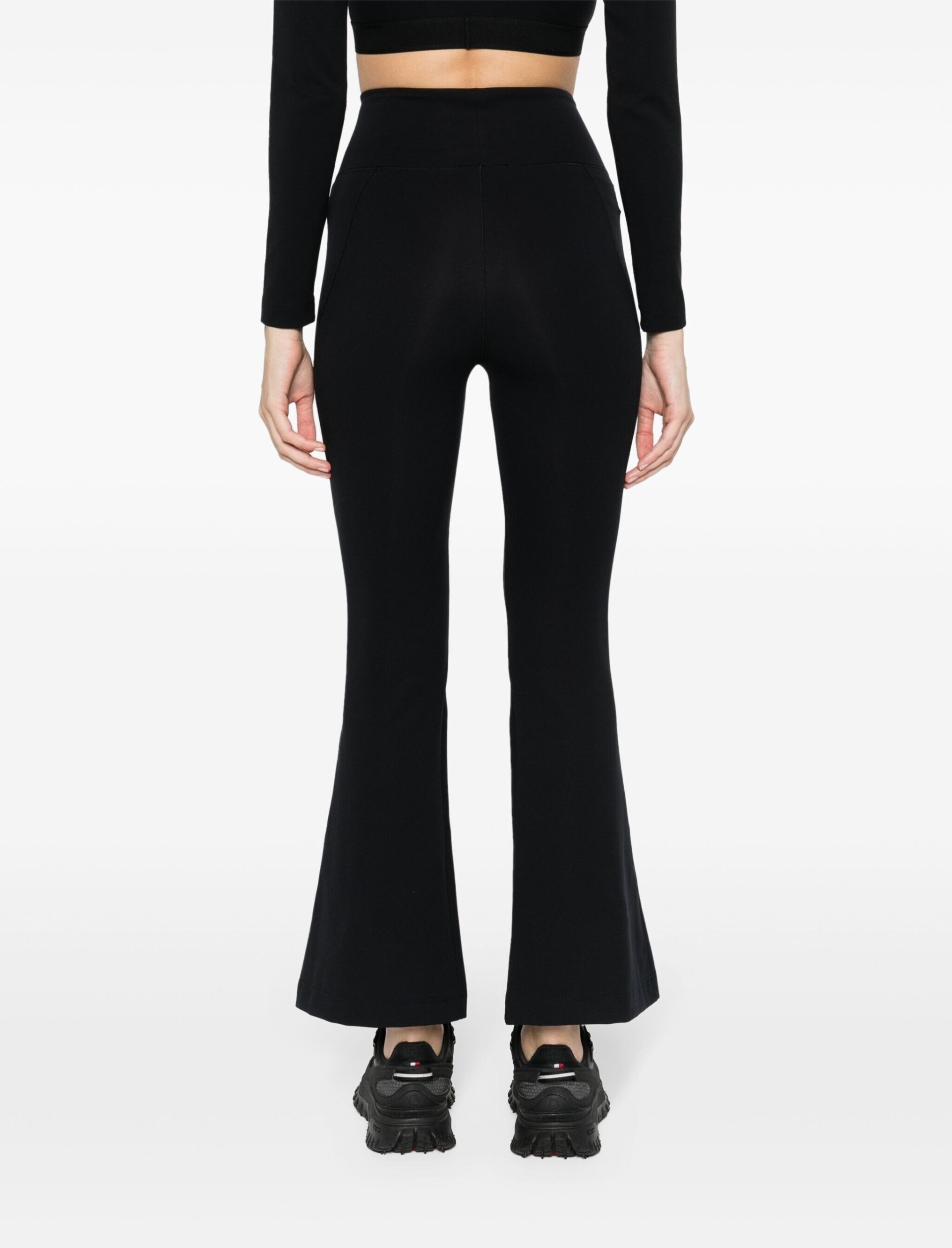 Black Logo-Appliqué Flared Trousers - 4