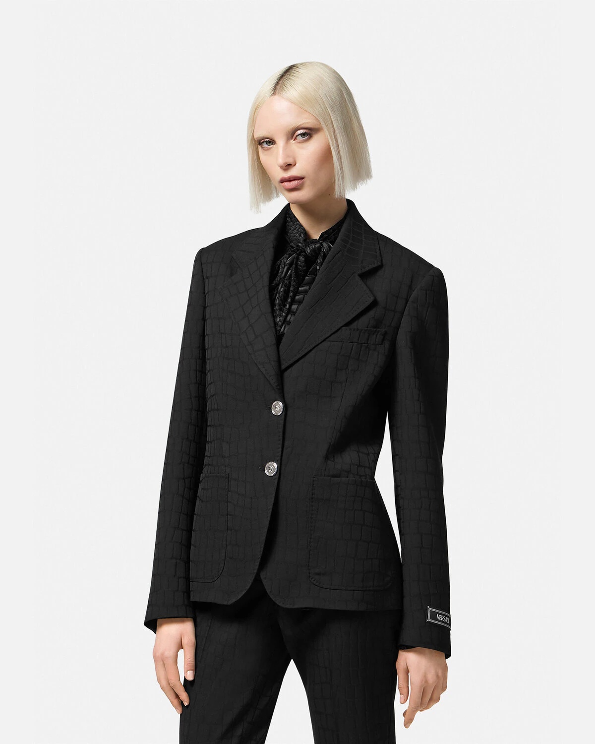 Croc-Jacquard Single-Breasted Blazer - 3