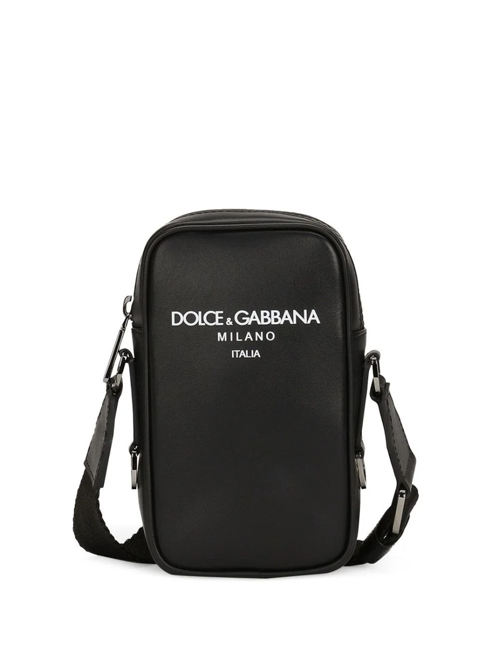 logo-print leather shoulder bag - 1