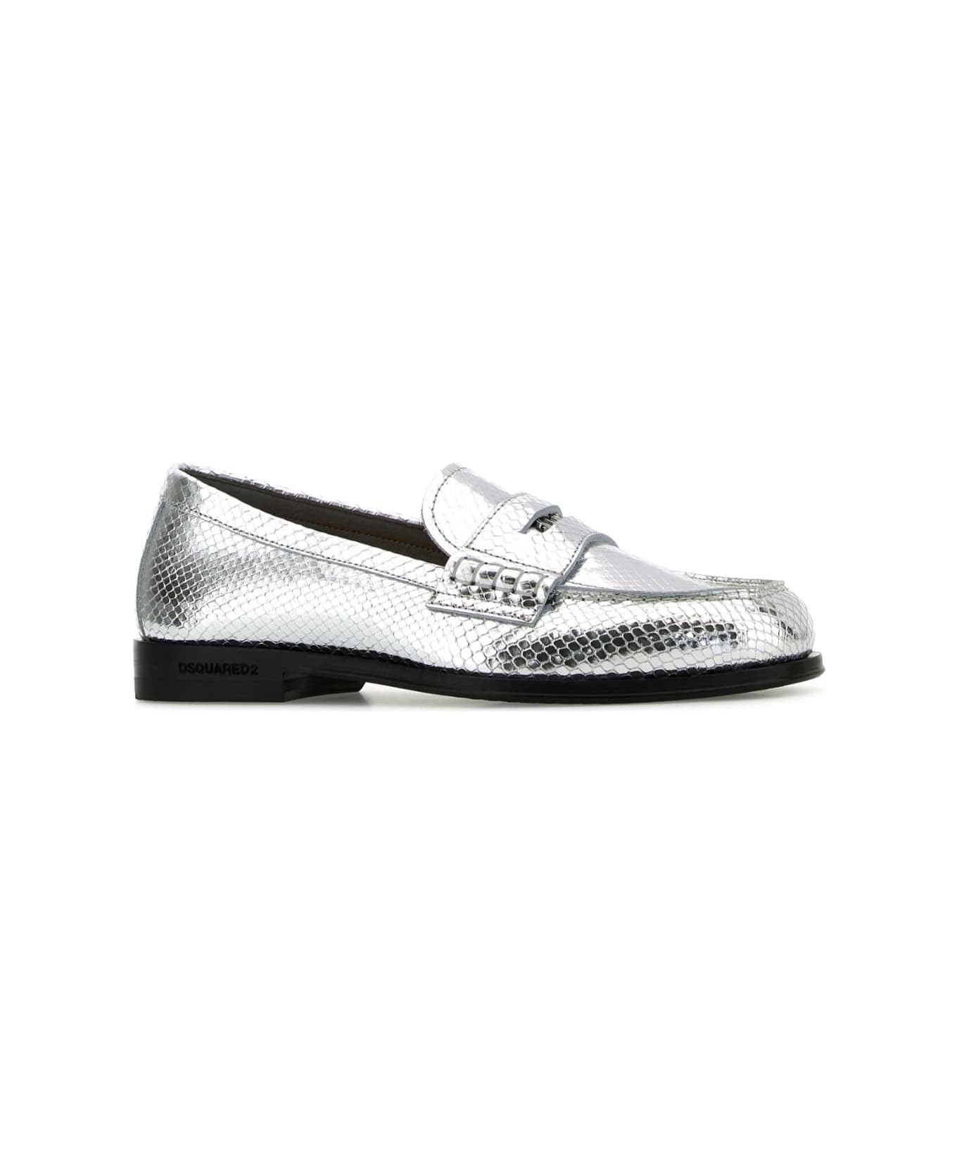 Silver Leather Neoclassic Loafers - 2