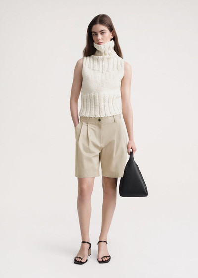 Totême Pleated cotton-twill shorts overcast beige outlook