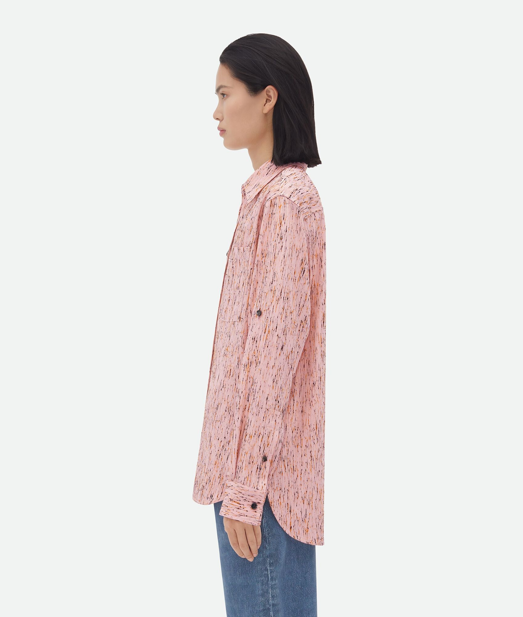 Textured Viscose Stripe Shirt With "BV" Embroidery - 2