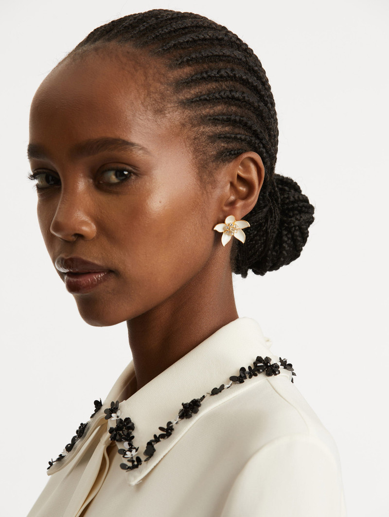 Oscar de la Renta ENAMEL JASMINE EARRINGS outlook
