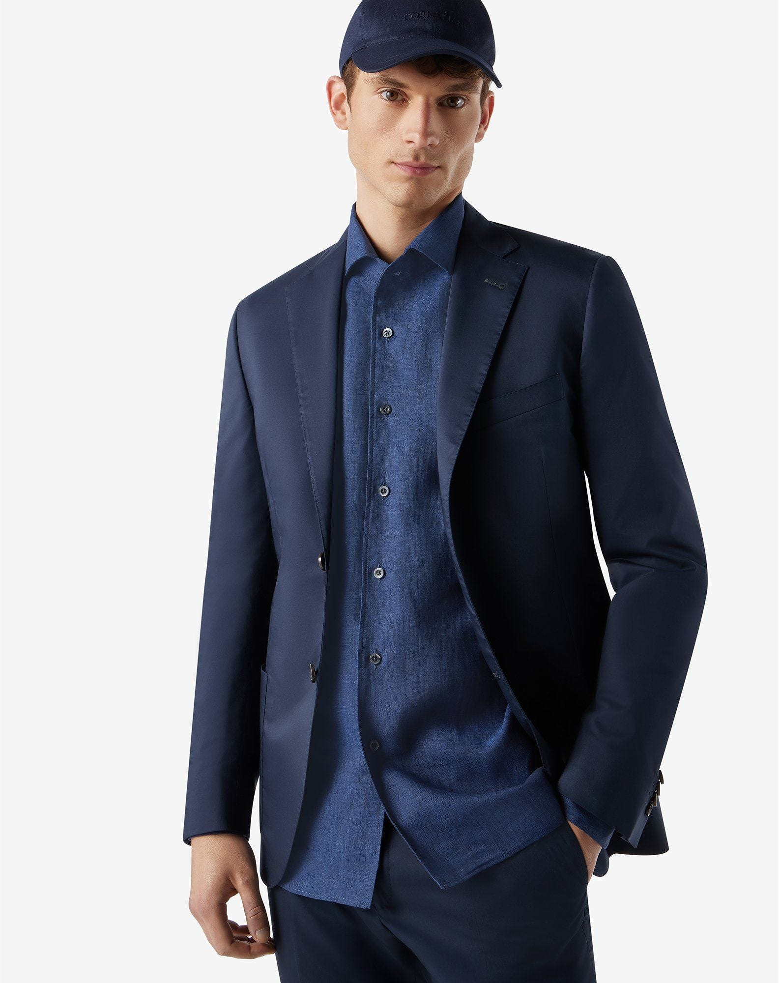 Blue techno stretch cotton suit - 4