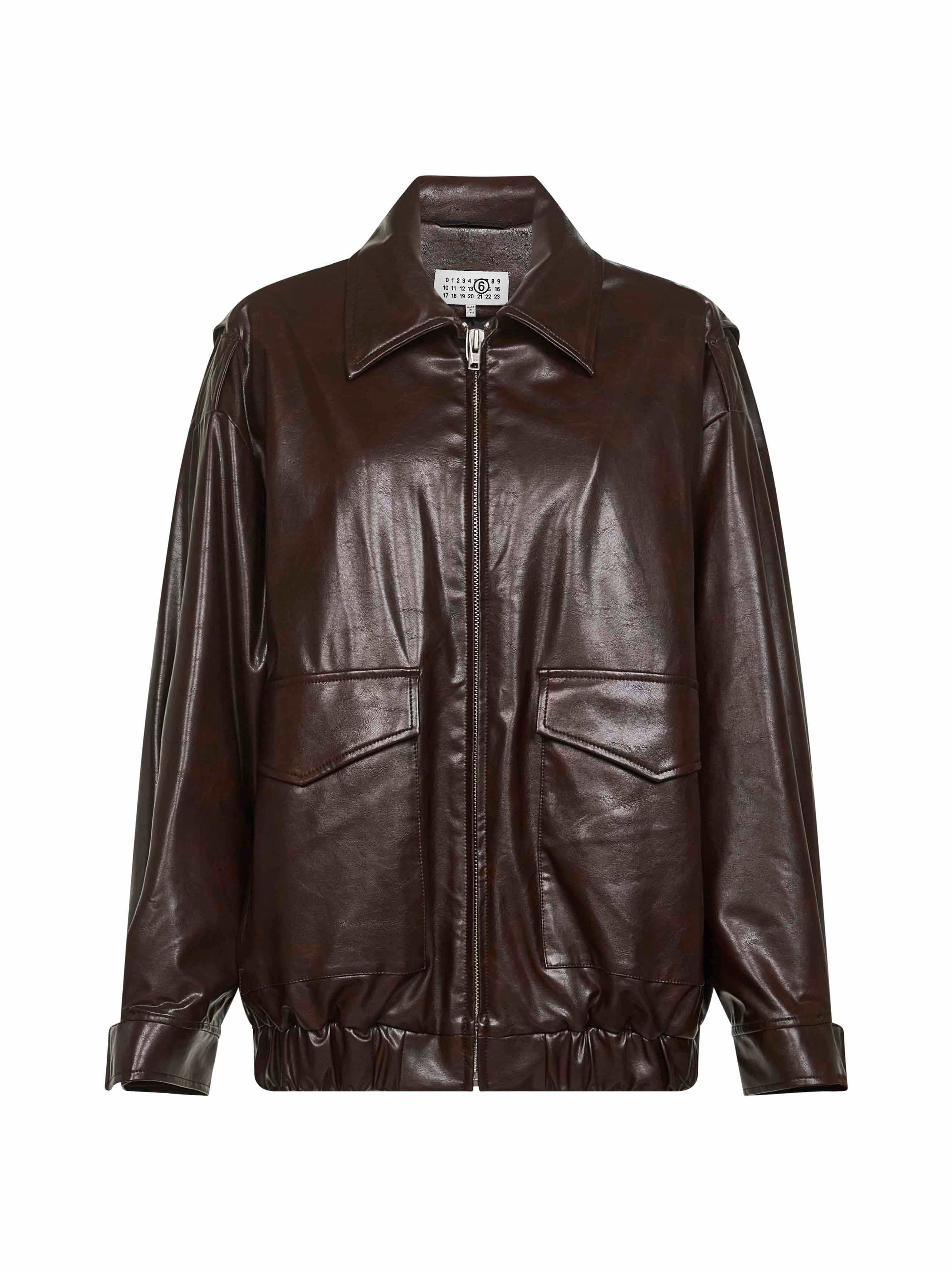 Burgundy eco-leather jacket - 1