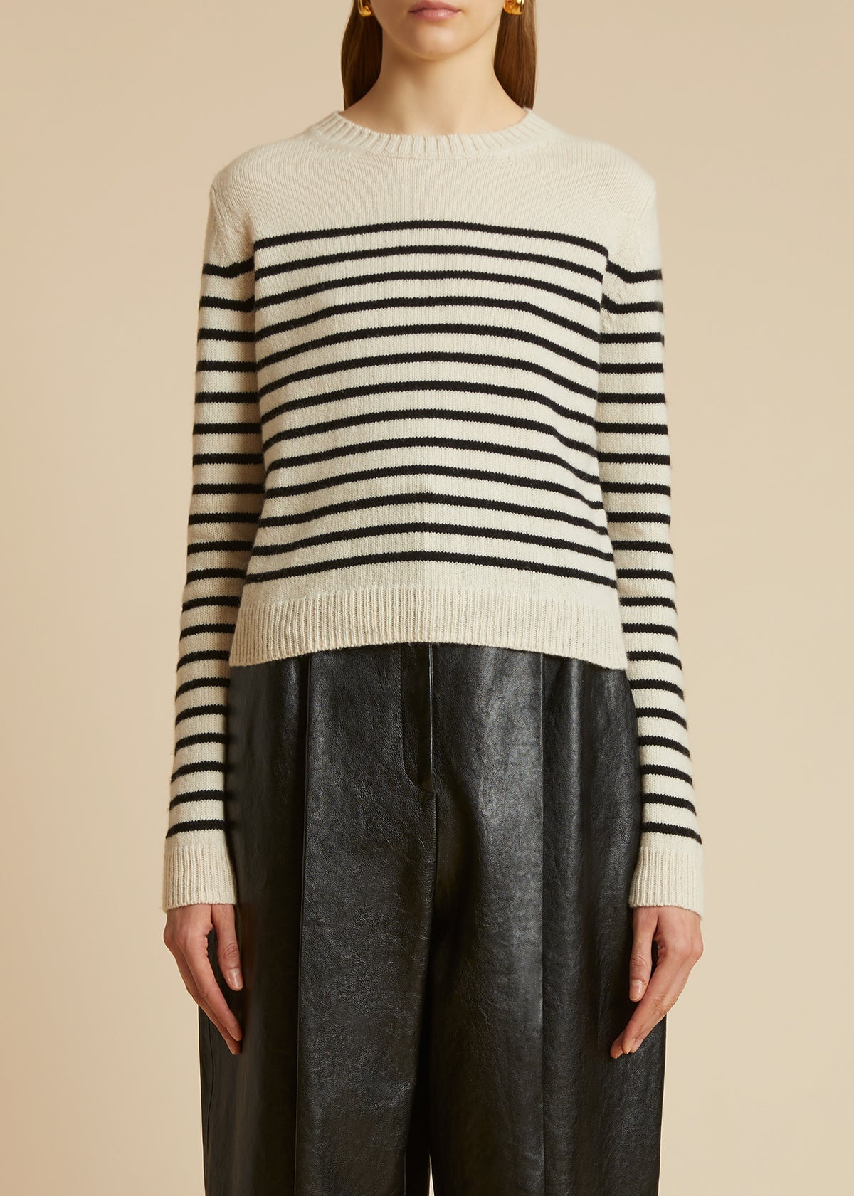 The Diletta Sweater in Magnolia and Black Stripe - 1