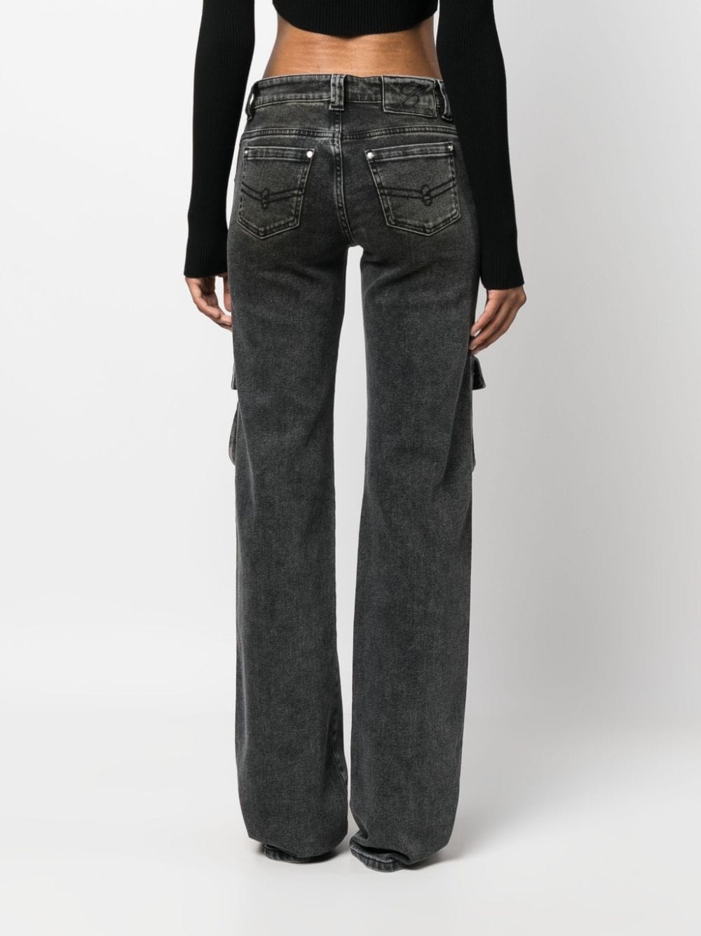 strap-detail low-rise cargo trousers - 4