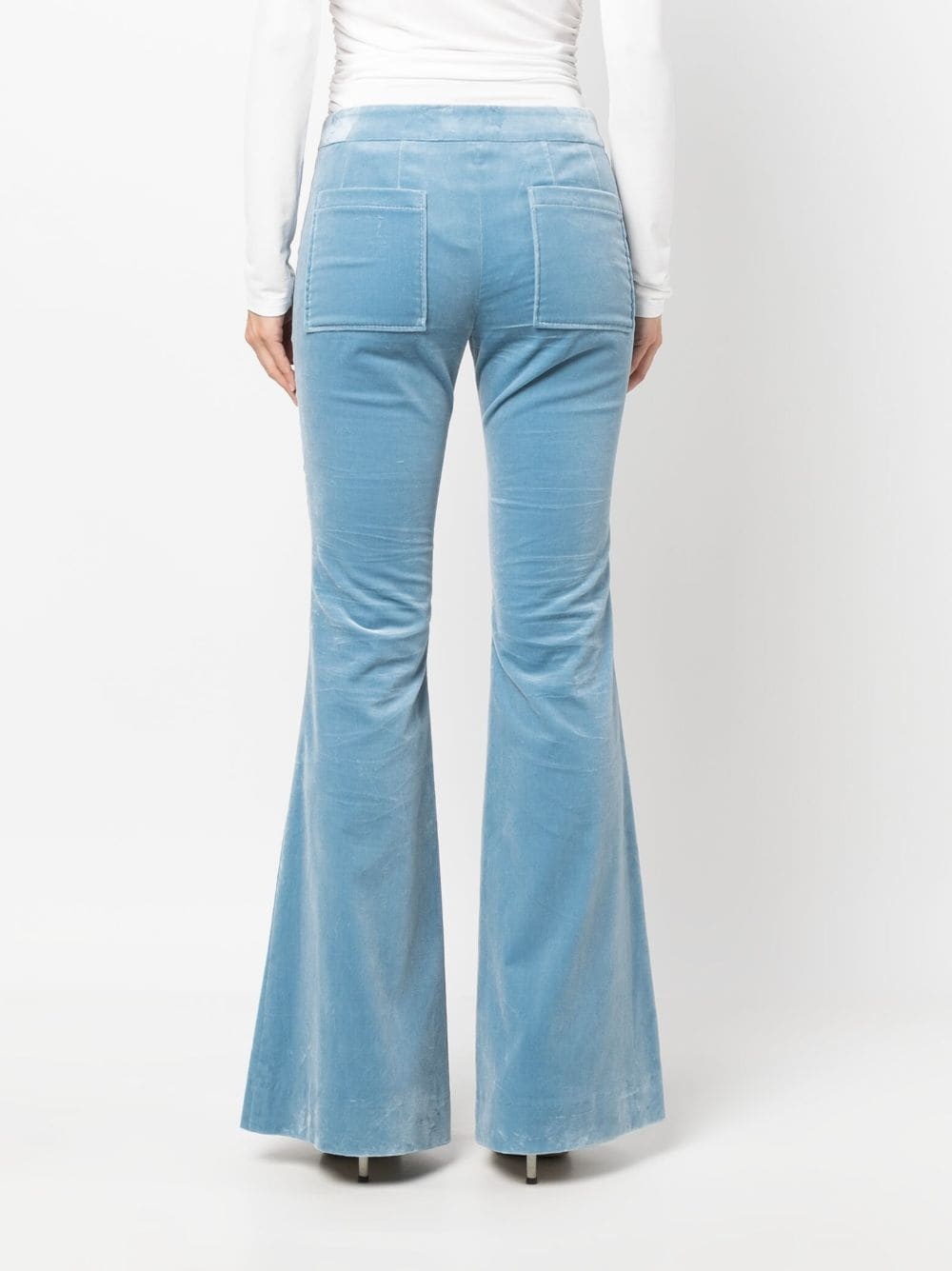 mid-rise velvet flared trousers - 4