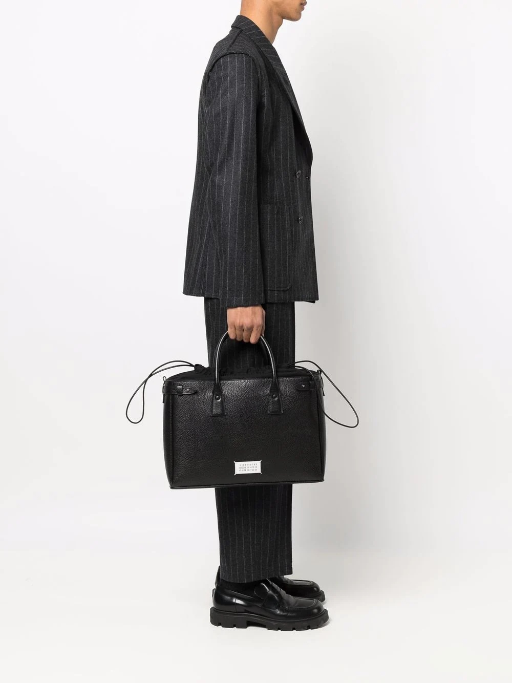 grained leather tote - 2
