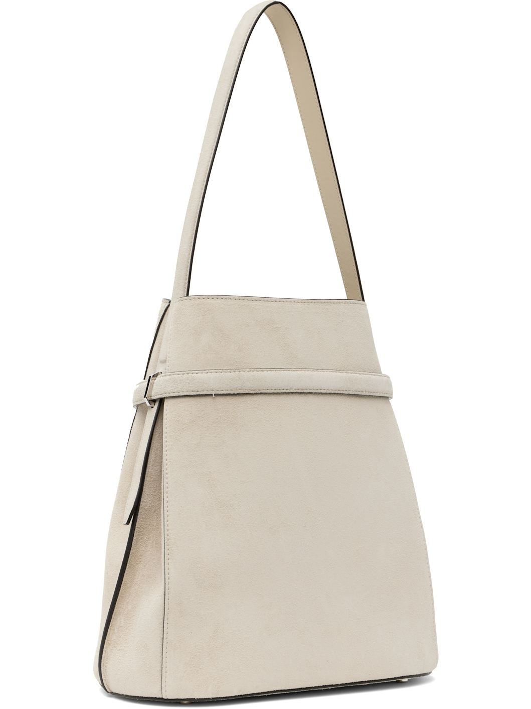 Gray Belted Suede Bucket Bag - 3