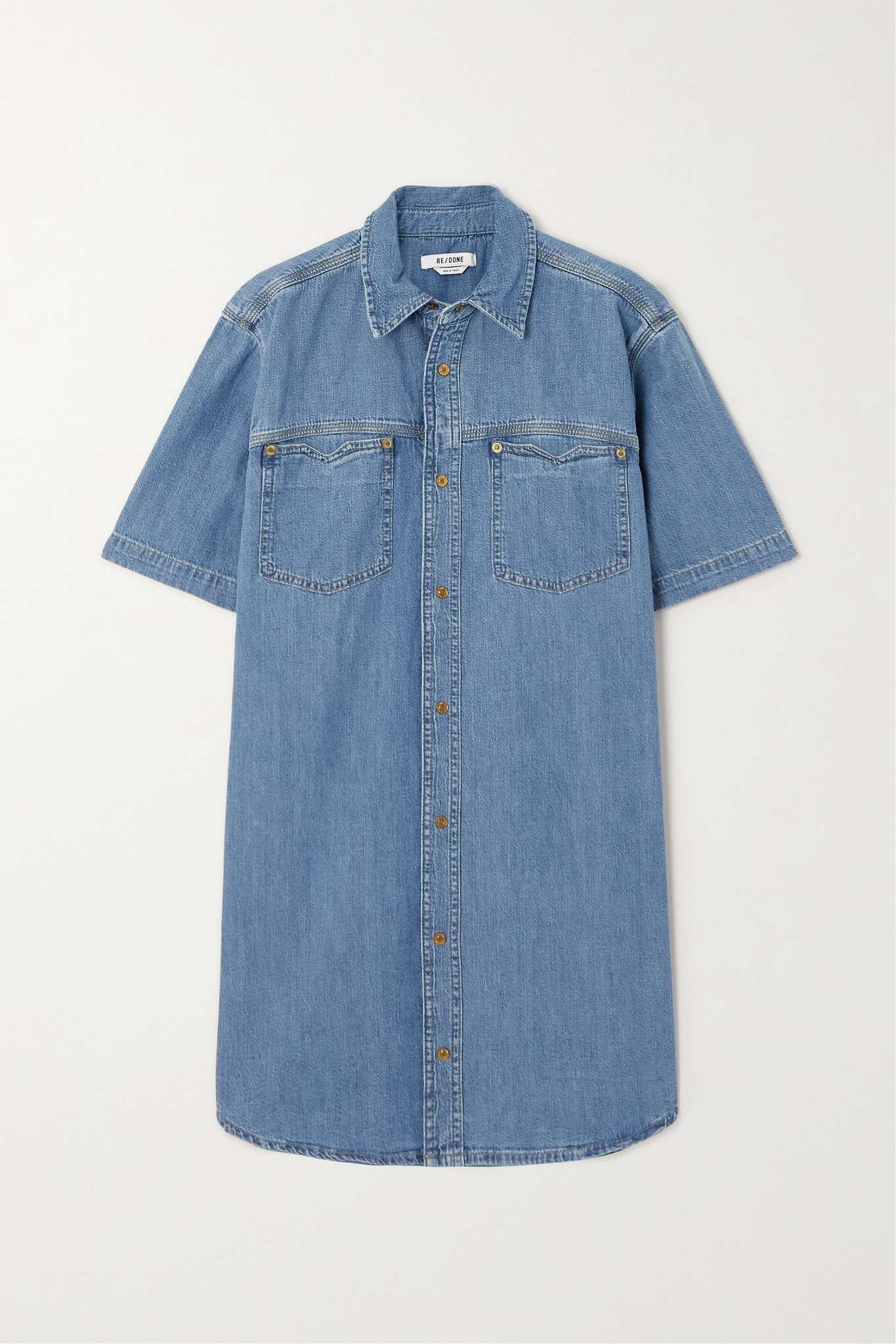 Denim mini shirt dress - 1