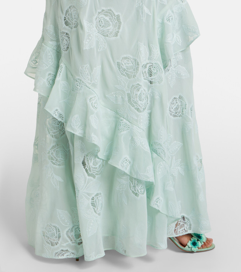 Embroidered ruffled georgette maxi dress 4