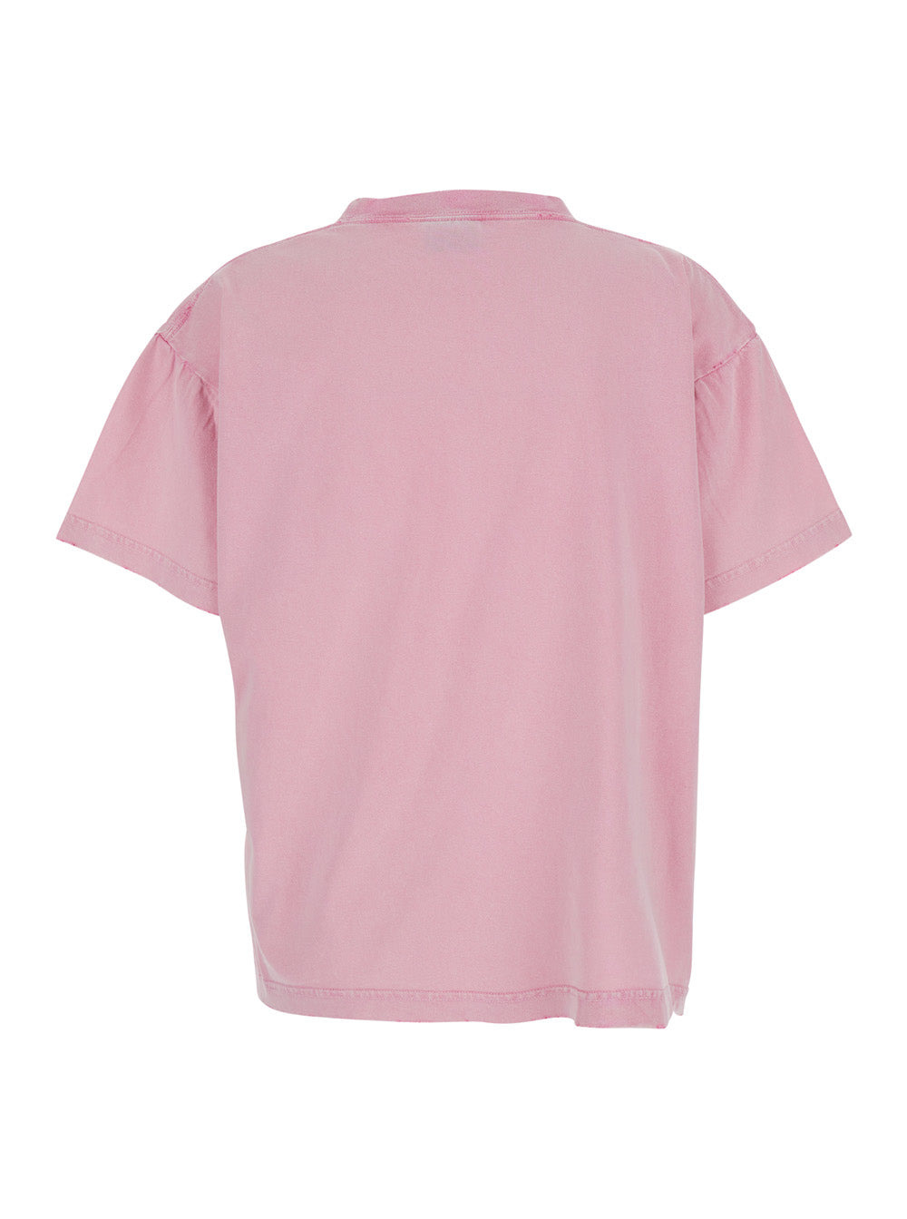Balenciaga Women Pink Crewneck T-Shirt With Dropped Shoulders And Logo Detail On The Front In Cotton - 2